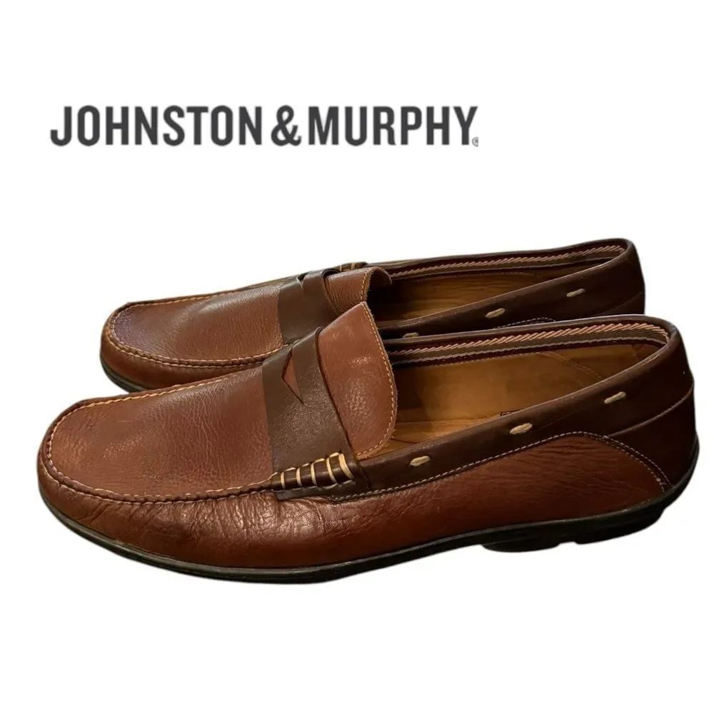 Johnston & Murphy Durant Penny Tan Dk Brown Men's Leather Loafers 13  13M
